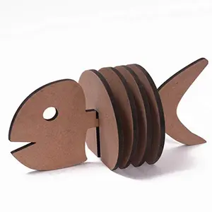 IVEI MDF DIY Coasters with Fish Holder - MDF Plain Wooden Fish Coasters & Holder Blank Cutouts for Painting Wooden Sheet Craft Decoupage Resin Art Work & Decoration - Set of 4 (7.5 in X 3.5 in)