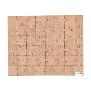 IVEI DIY Wood Sheet Craft - MDF Cutouts Puzzle with Craft Shape/Jigsaw Pieces - Plain MDF Blanks Cutouts - 48 Puzzle Pieces for Painting Wooden Sheet Craft Decoupage Resin Art Work & Decoration