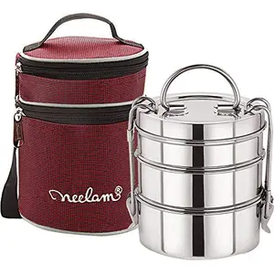Neelam Stainless Steel Lunch Box Set 8-Pieces Silver