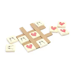 IVEI Wooden Couple Tic-Tac-Toe Fridge Magnet - Heart & Glass Print - Unique Gift for Your Loved Ones Spouse - Anniversary-Wedding-Valentineâ€™s Gift - Hand Made Noughts and Crosses Game Magnets