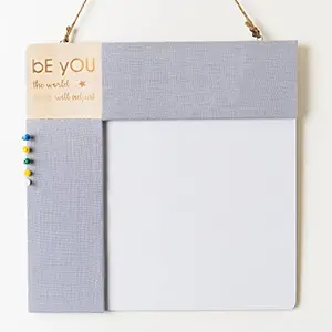 IVEI White Board Pin Board - Combination Board Combo - Dry Erase Board - Bulletin Board - Mood Board with Quote | All Purpose to-do Boards for Office School Home 14in X14in | (Basic - Grey)