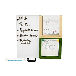 IVEI Warli Desk Calendar with Whiteboard Pin Board & Pen Holder - Table Top Calendar Set - All-in-one Calendar Desk Organizer - Innovative gift for Office Desk Decor School Home - Green