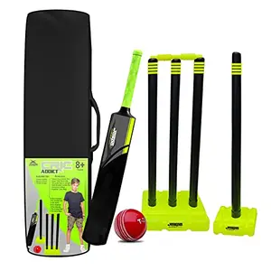 CRIC Addict Plastic Cricket Bat Set Combo with Soft Cricket Ball for Kids