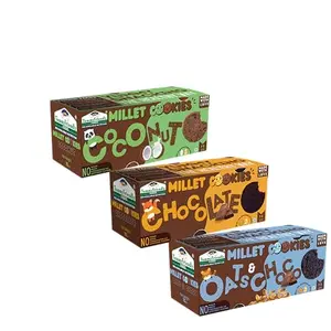 Tummy Friendly Foods Millet Cookies - OatsChoco, Chocolate & Coconut  - Pack of 3 - 75g each. Healthy Ragi Biscuits, snacks for Baby, Kids & Adults