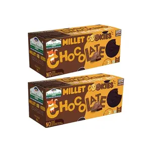 Tummy Friendly Foods Millet Cookies - Chocolate - Pack of 2 - 75g each. Healthy Ragi Biscuits, snacks for Baby, Kids & Adults