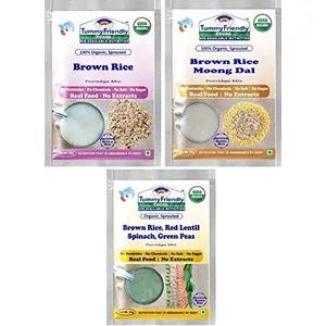 TummyFriendly Foods Certified Brown Rice Porridge Mixes - Stage1, Stage2, Stage3 | Rich in Gamma-Aminobutyric Acid (GABA), Protein |3 Packs, 50g Each Cereal (150 g, Pack of 3)