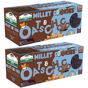 Tummy Friendly Foods Millet Cookies - OatsChoco - Pack of 2 - 75g each. Healthy Ragi Biscuits, snacks for Baby, Kids & Adults