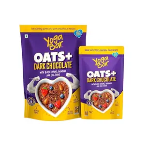 Yogabar Dark Chocolate Oats Combo | Dark Chocolate Oats 1kg | Dark Chocolate Oats 400gm | Gluten Free Whole Oatmeal for Breakfast - Healthy Breakfast Cereal for Children and Adults