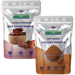 TummyFriendly Foods Natural Sweeteners Premium Dates, Organic Jaggery Powder - 2 Packs, 200g Each Cereal (400 g, Pack of 2)