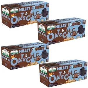 Tummy Friendly Foods Millet Cookies - Oats and Chocolate - 4 Packs - 75 g each. Healthy Ragi Biscuits, snacks for Baby, Kids & Adults