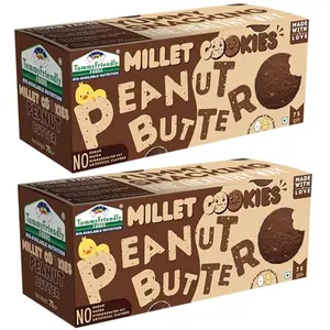 Tummy Friendly Foods Millet Cookies -  Peanut Butter - Pack of 2 - 75g each. Healthy Ragi Biscuits, snacks for Baby, Kids & Adults