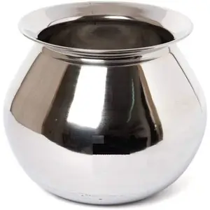 Stainless Steel Pongal Pot/gundu/cooker/handi 4 L 1 Piece (Silver)