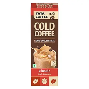 Tata Coffee Cold Coffee Liquid Concentrate Classic Deliciously Rich & Creamy Caf-style Easy to make 5 Sachets Brown