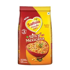 Saffola Masala Oats Spicy Mexican Spicy Flavoured Rolled Oats with High Fibre Yummy Anytime Snack 400g
