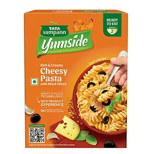 Tata Sampann Yumside Cheesy Instant Pasta with Black Olives 285g Ready to Eat Food Ready in 60 secs NO Added Artificial Colours & Flavours Pack of 1