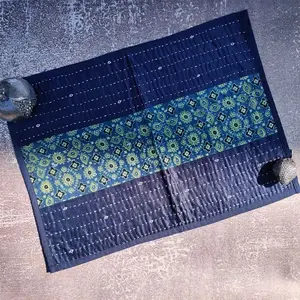 Indian Tijori Blue Mashru Patchwork Table Mat 