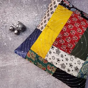 Indian Tijori Patchwork Multi Color set of 3 Cushion Covers