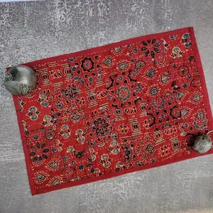 Indian Tijori Red Cotton Patchwork Table Mat 