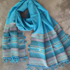 Indian Tijori The Kan Chand Sky Blue Stole