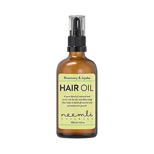 Neemli Naturals Rosemary & Jojoba Hair Oil Dandruff Free Hair Oil Promotes Hair Growth 100% Natural Skin Moisturizer Hair and Nails Growth 100 ml/3.3 Fl Oz (Pack of 1)
