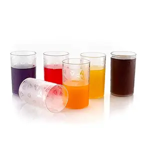 6 Pcs Plastic Unbreakable Multi-Purpose Transparent Water/Juice Glass Set ( 250 ML Clear)