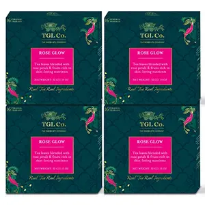 TGL Co.Rose Glow Black Tea Bags / Loose Leaves (16 Tea Bags) Pack of 4