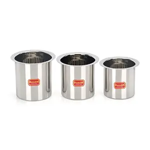 Sumeet Stainless Steel Ganj / Milk Boiler / Milk Pot /Long Tapeli Set of 3 Pieces (400ml, 550ml, 750ml), Silver