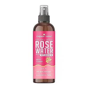 Rose Water with Vitamin C | Exfoliates the Skin and Controls Oil | Excellent for Clearing Away Makeup & Dirt from Pores | Mist Spray for All Skin Type | Paraben and Alcohol Free - 200 ml