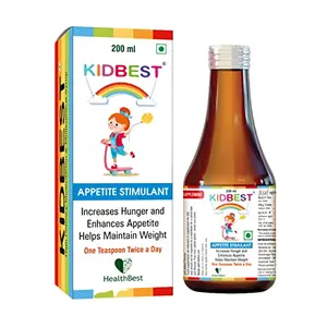 HealthBest Kidbest Appetite Stimulant Syrup for 3-13 Yrs Kids | Increase Hunger | Enhances Appetite Helps Maintain Weight | Non-GMO | Gluten Free| 200ml