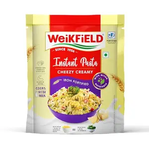 Weikfield Cheesy Creamy Instant Pasta 64gm Delicious instant meal with cheesy flavour cooked in 10 minutes Non-GMO gluten free