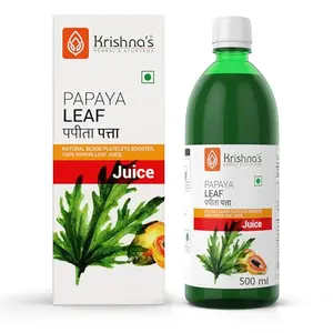 Krishna's Herbal & Ayurveda Papaya Leaf Plate Booster Juice - 500 Ml (Pack of 2)