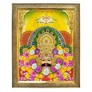 khatu Shyam ji with Teen Baan Photo Frame with Unbreakable Glass for Wall Hanging/Gift/Temple/puja Room/Home Decor and Worship