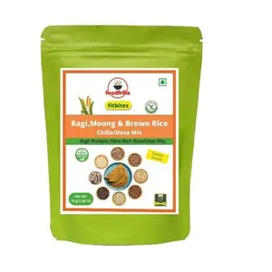 foodfrillz fitbites Ragi Moong Brown Rice Healthy Chilla / Dosa/ Salted Pancake Healthy Breakfast Mix Combo Pack (70 g x 2)