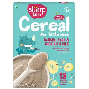 Slurrp Farm Banana, Ragi & Rice With Milk Cereal For Little Ones -200 gm
