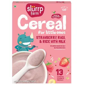 Slurrp Farm Strawberry, Ragi & Rice With Milk Cereal For Little Ones -200 gm