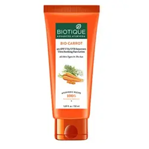 Biotique Advanced Ayurveda Bio Carrot 40+ SPF UVA/UVB Sunscreen Ultra Soothing Face Lotion -50 ml