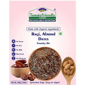 TummyFriendly Foods Organic Sprouted Ragi, Almonds, Dates Porridge Mix -200 gm