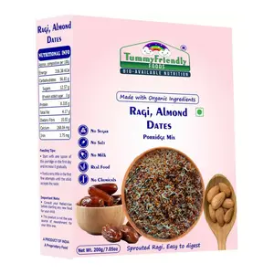 TummyFriendly Foods Organic Sprouted Ragi Almonds Dates Porridge Mix -200 gm