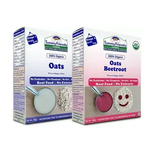 TummyFriendly Foods Organic Oats and Organic Oats, Beetroot Porridge Mixes for 6 Months Old -200 gm - Pack of 2
