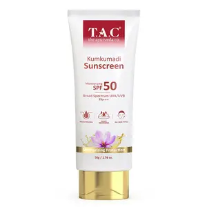 TAC - The Ayurveda Co. Kumkumadi Sunscreen Ultra Light SPF 50 with UVA/UVB PA+++ -50 gm