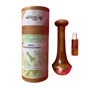 Natural Vibes Kansa Face Massage Wand with Free Gold Beauty Elixir Oil