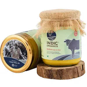 Indic Organics Forest Grazing Malnad Gidda Desi Cow's A2 Ghee -500 ml - Pack of 1