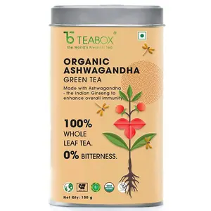 Teabox Organic Ashwagandha Green Tea Loose Leaves -100 gm