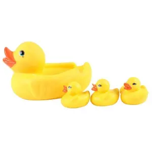 ToysBuddy Baby Bathing Rubber Squeaky Ducks Floating Play Water Pool Tub Toys (Yellow) -4 Pieces
