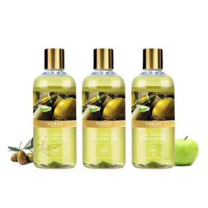 VAADI HERBALS Breezy Shower Gel Olive and Green Apple 300g (Pack of 3)