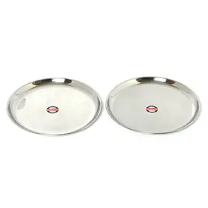 Embassy China Plate Spl/Dinner Plate Size 10 23.6 cms (Pack of 2 Stainless Steel)