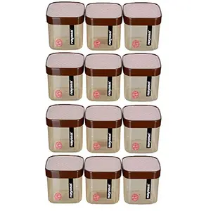 Nayasa Superplast Plastic Fusion Air Tight Containers 750ml Set of 12 Brown by Krishna Enterprises