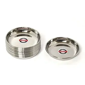 Embassy Rice/Dipping Plate Size 0 9.8 cms (Pack of 12 Stainless Steel)