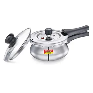 Prestige Deluxe Alpha Svachh Stainless Steel Pressure Cooker 1.5L With Glass Lid (With Deep Lid For Spillage Control )