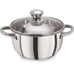 Pristine Stainless Steel Sandwich Base Casserole With Glass Lid 1.7L (Silver)